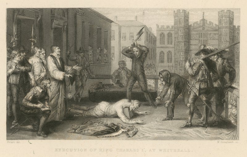 Egzekucja króla Karola I w Whitehall autorstwa English School