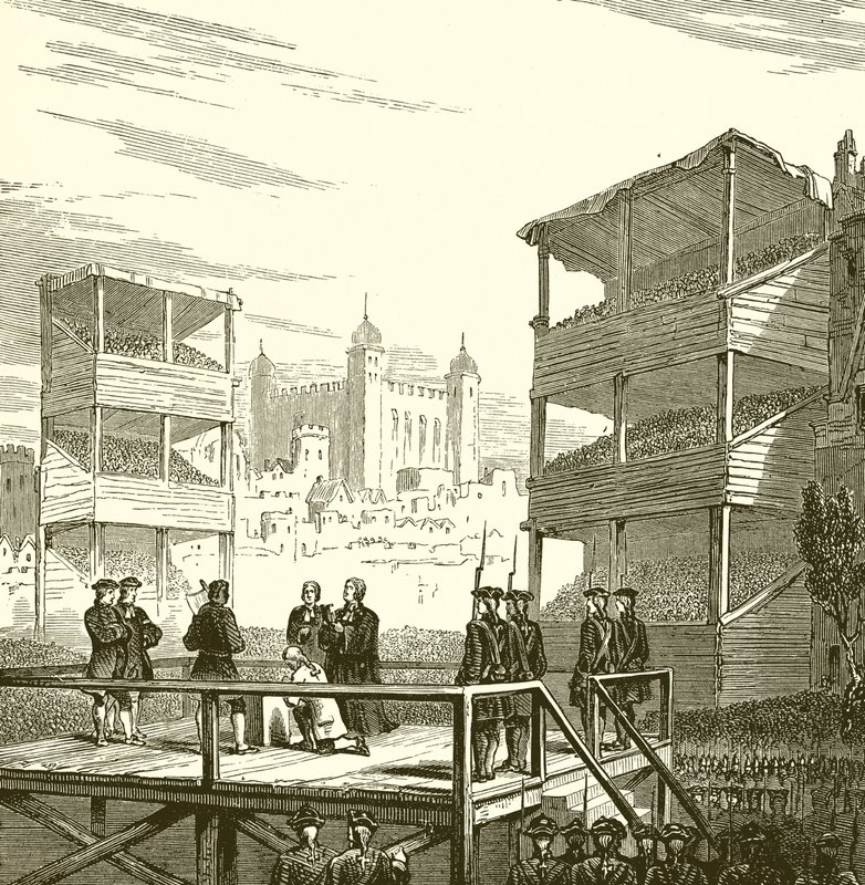 Egzekucja Lorda Derwentwatera na wzgórzu Tower Hill, 1716 autorstwa English School