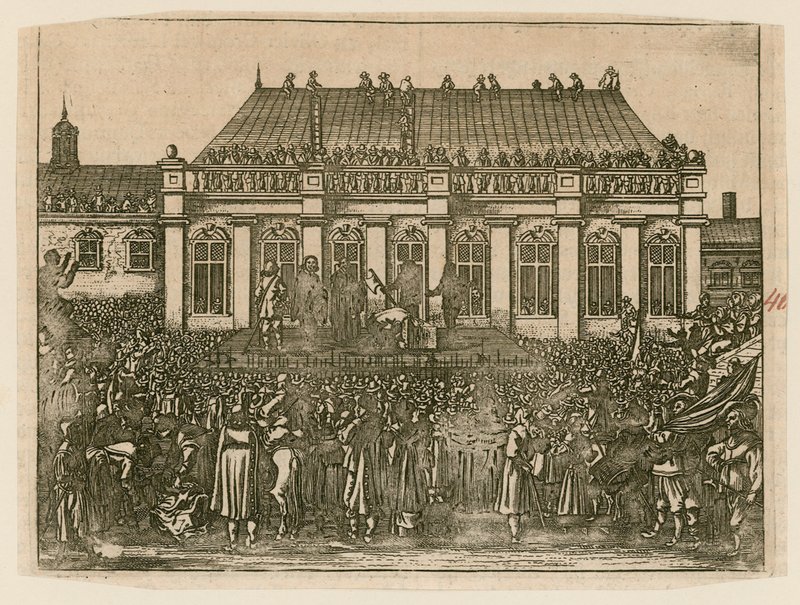 Egzekucja króla Karola I w Whitehall autorstwa English School
