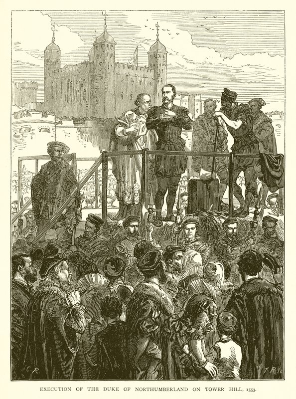 Egzekucja księcia Northumberland na Tower Hill, 1553 autorstwa English School