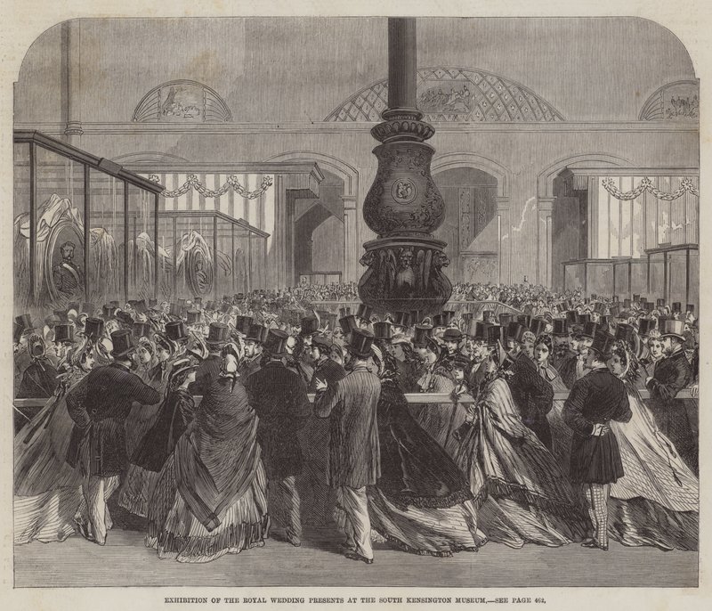 Wystawa Królewskich Prezentów Ślubnych w South Kensington Museum (grawerowanie) autorstwa English School