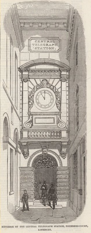 Zewnętrzna część Centralnej Stacji Telegraficznej, Pounders Court, Lothbury autorstwa English School
