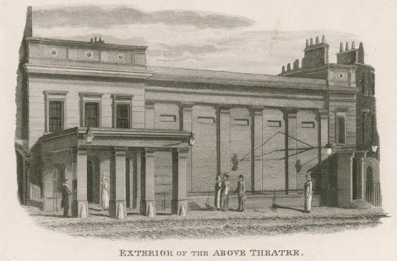 Na zewnątrz Regency Theatre, Tottenham Street, Tottenham Court Road, Londyn autorstwa English School