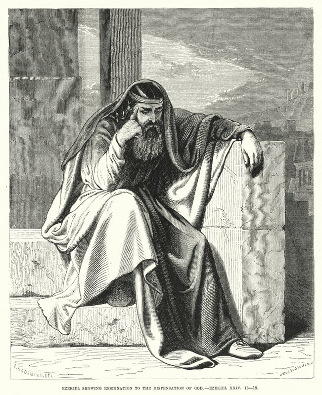 Ezechiel pokazuje rezygnację z dyspensacji Bożej, Ezechiel XXIV autorstwa English School