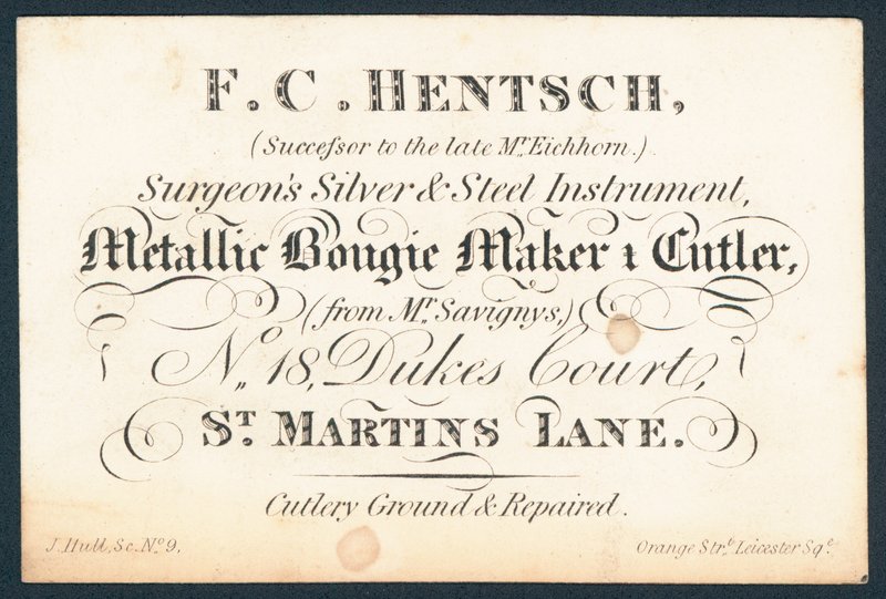 F C Hentsch, chirurdzy srebrny i stalowy instrument autorstwa English School