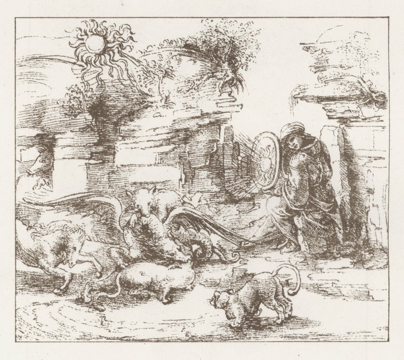 Faksymile studium Leonarda da Vinci (grafika) autorstwa English School