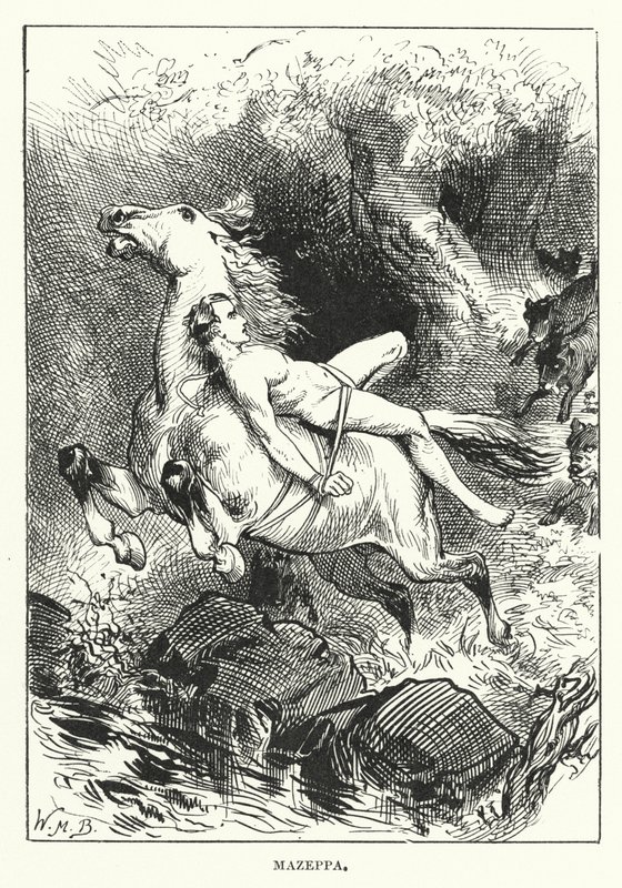 Słynne przejażdżki: Mazeppa (grawerunek) autorstwa English School