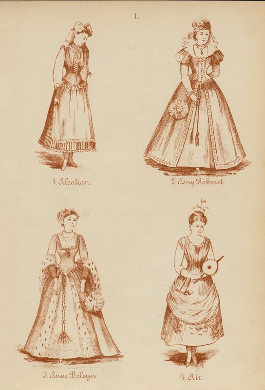 Fantazyjne stroje: Alzatka, Amy Robsart, Anne Boleyn, Air (litografia) autorstwa English School
