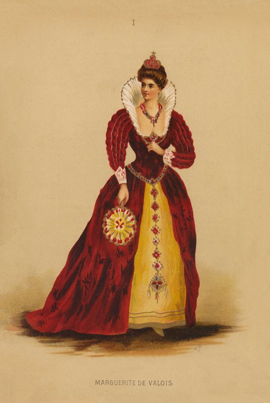 Fantazyjne stroje: Marguerite De Valois (kolorowa litografia) autorstwa English School
