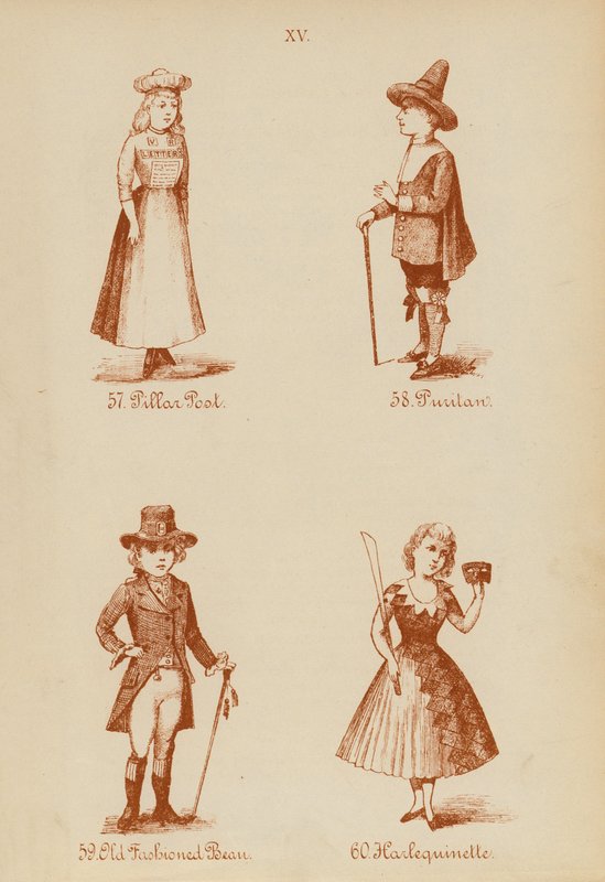 Fantazyjne stroje: Pillar Post, Puritan, Old Fashioned Bean, Harlequinette (litho) autorstwa English School