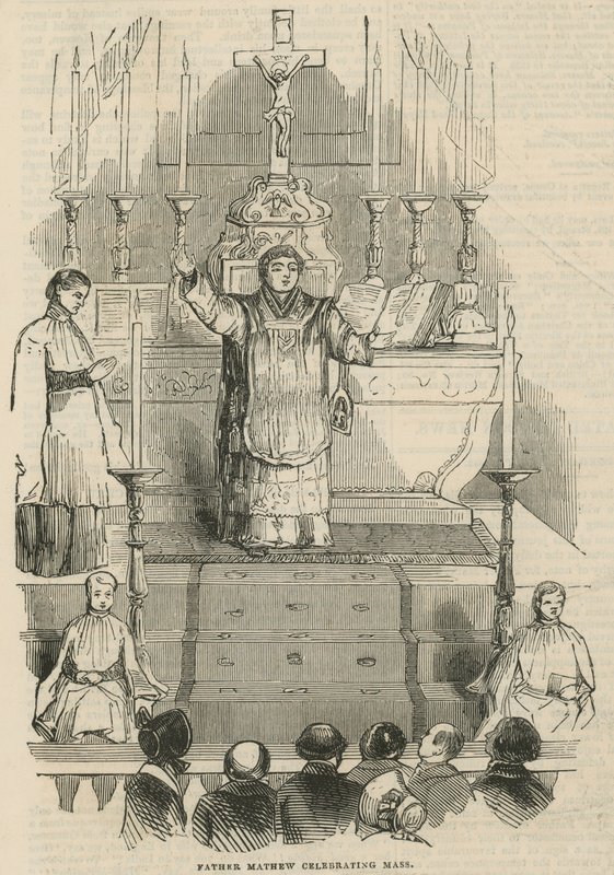 Ojciec Theobald Mathew odprawia mszę autorstwa English School