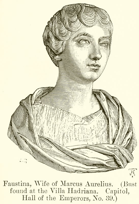 Faustyna, żona Marka Aureliusza. (Popiersie znalezione w Willi Hadriana. Kapitol, Sala Cesarzy, nr 39) autorstwa English School