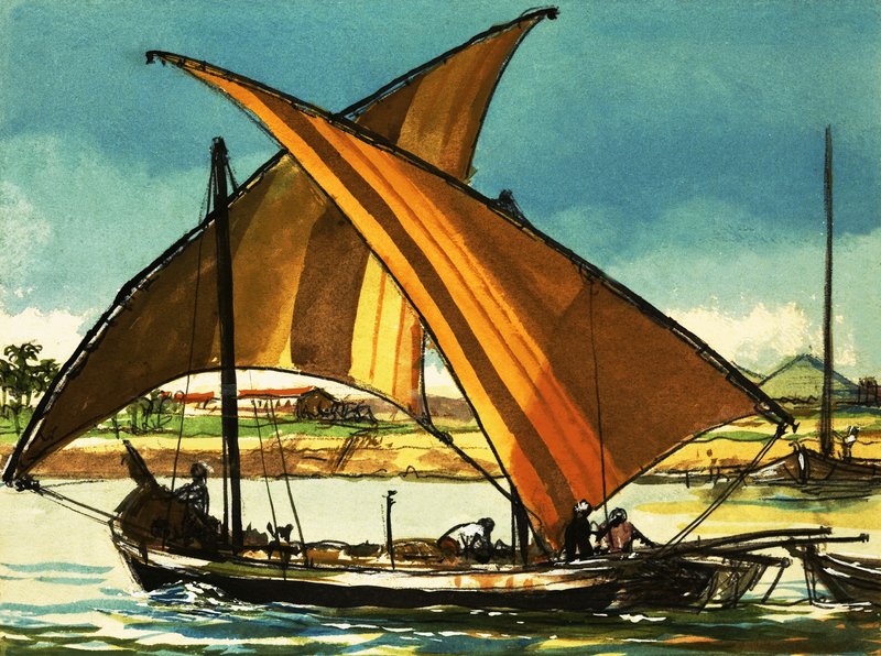 Felucca łodzie na Nilu autorstwa English School