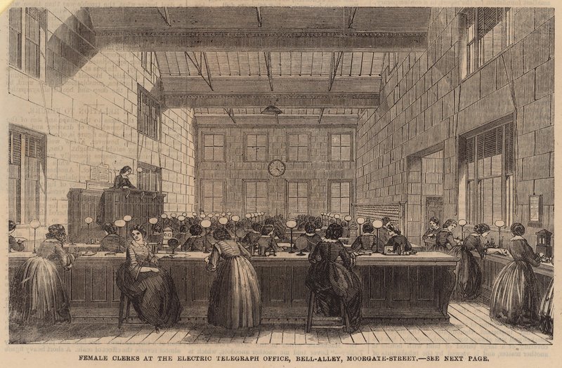 Urzędniczki w biurze Electric Telegraph, Bell Alley, Moorgate Street autorstwa English School