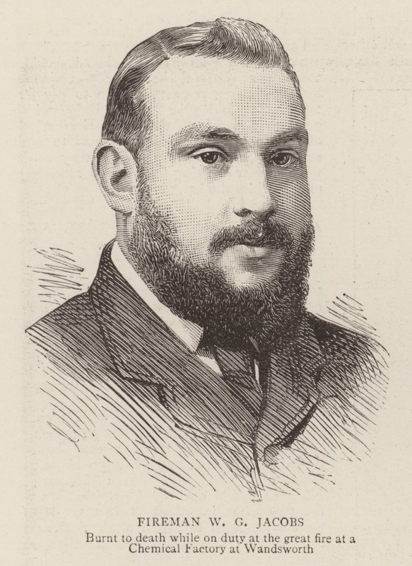Strażak W G Jacobs (grawerunek) autorstwa English School