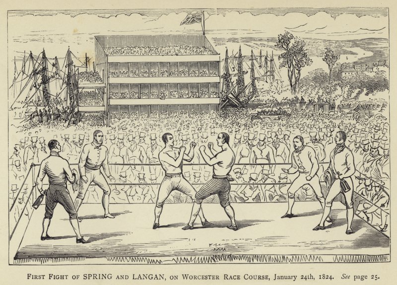Pierwsza walka wiosny i Langana na torze wyścigowym Worcester, 24 stycznia 1824 r. autorstwa English School