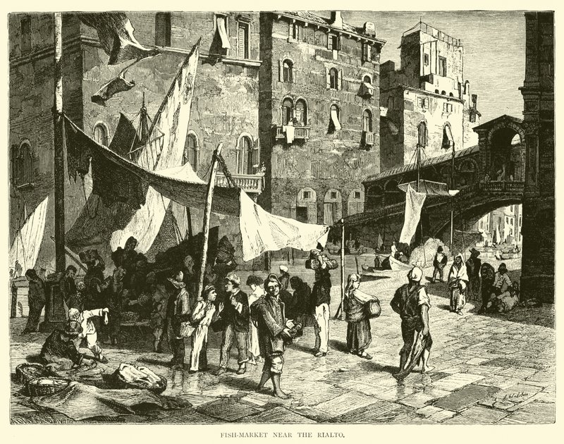 Targ rybny w pobliżu Rialto autorstwa English School