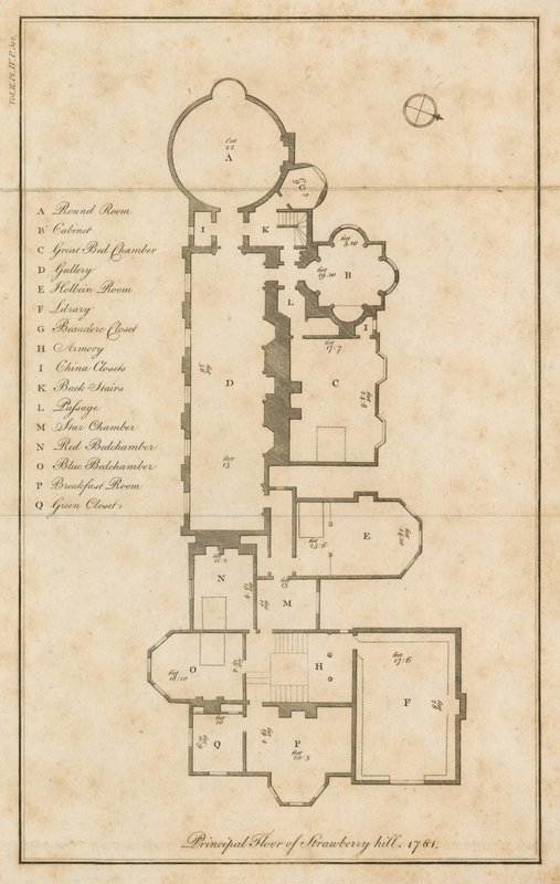 Plan piętra głównego, Strawberry Hill, Londyn autorstwa English School