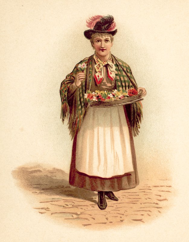 Sprzedawca kwiatów (chromolitho) autorstwa English School