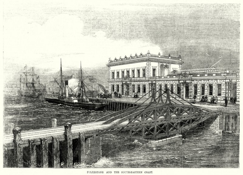 Folkestone i południowo-wschodnie wybrzeże (grawerowanie) autorstwa English School