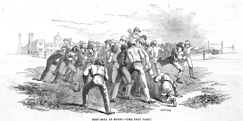 Piłka nożna w rugby, z The Illustrated London News, 20 grudnia 1845 autorstwa English School
