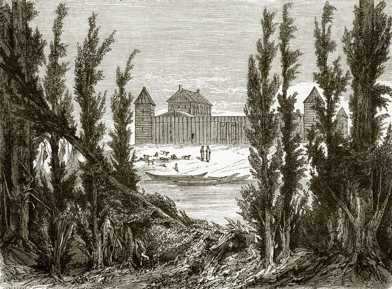 Fort Edmonton, nad górną rzeką Saskatchewan autorstwa English School