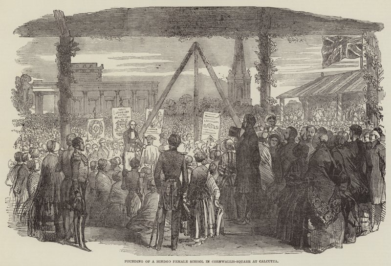 Założenie żeńskiej szkoły hinduskiej w Cornwallis-Square w Kalkucie (rytowanie) autorstwa English School