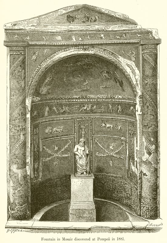 Fontanna w Mozaice odkryta w Pompejach w 1881 r. autorstwa English School