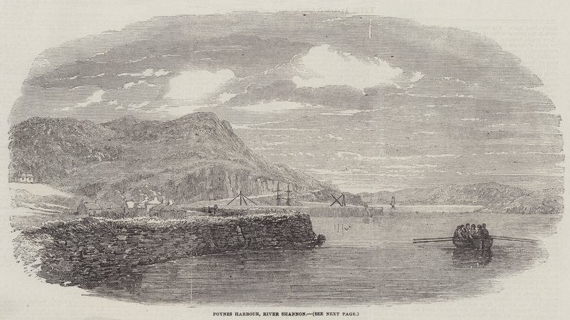 Port Foynes, rzeka Shannon (grawerowanie) autorstwa English School