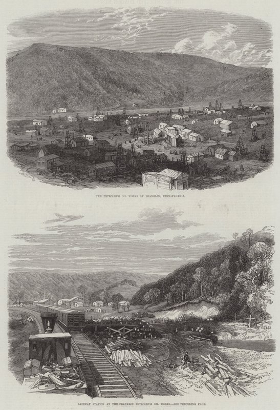Franklin Petroleum Oil Works (grawerowanie) autorstwa English School