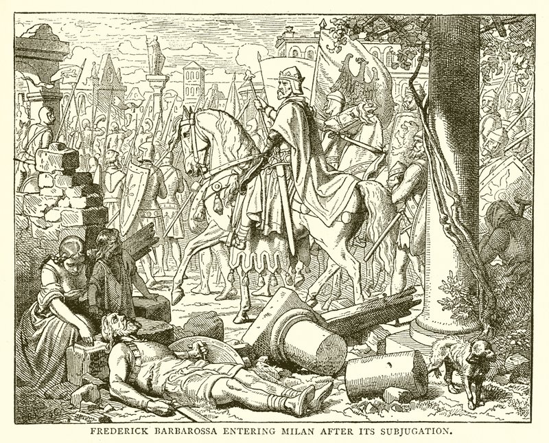 Frederick Barbarossa wkraczający do Mediolanu po jego zniewoleniu autorstwa English School