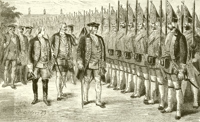 Fryderyk Wilhelm I i jego Giant Guards autorstwa English School