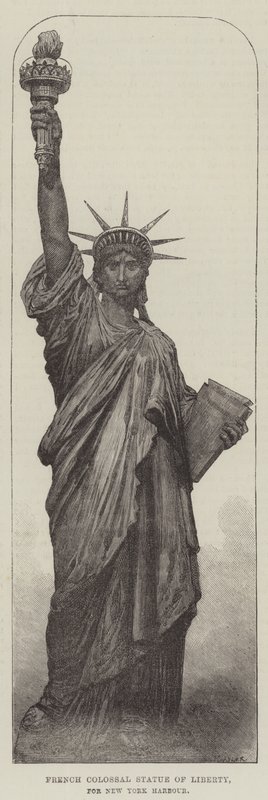 Francuska Kolosalna Statua Wolności dla portu w Nowym Jorku (rycina) autorstwa English School