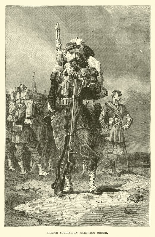 Francuski żołnierz w szyku marszu autorstwa English School