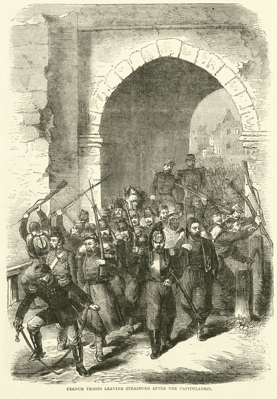 Wojska francuskie opuszczające Strasburg po kapitulacji, wrzesień 1870 autorstwa English School