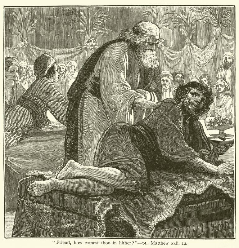 „Przyjacielu, jak tu wszedłeś?”, St Matthew, xxii autorstwa English School