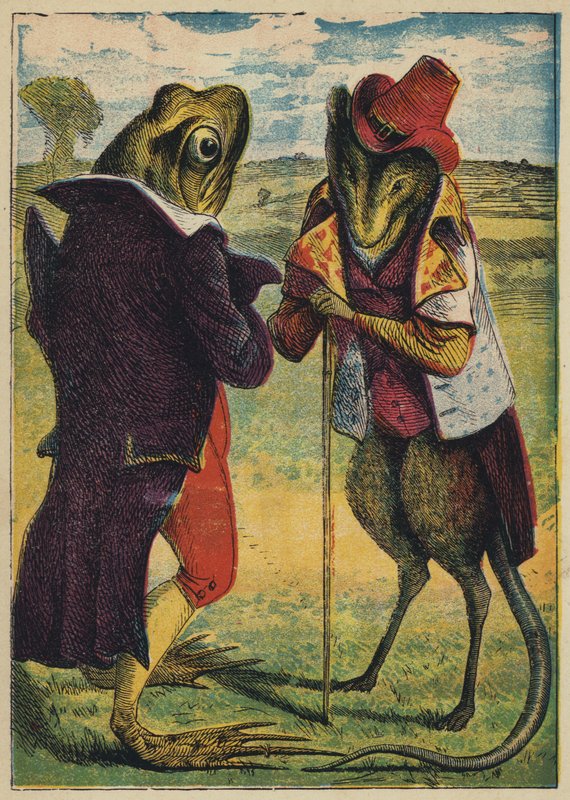 Froggy Meets the Rat (kolorowa litografia) autorstwa English School