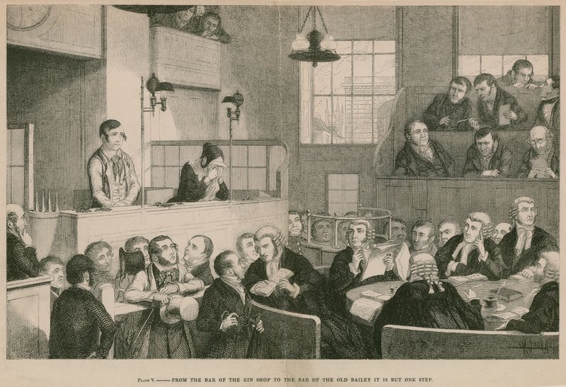 Z baru w sklepie z ginem do baru w Old Bailey to tylko jeden krok autorstwa English School