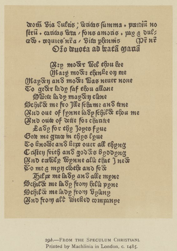 Ze Speculum Christiani, wydrukowany przez Machlinę w Londynie, ok. 1485 (lit) autorstwa English School