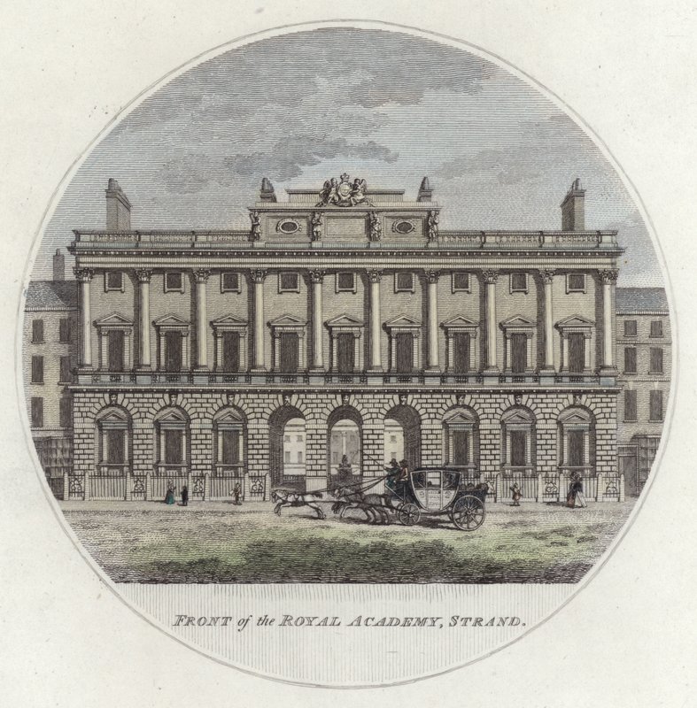 Front Royal Academy, Strand, Londyn (kolorowy grawerunek) autorstwa English School