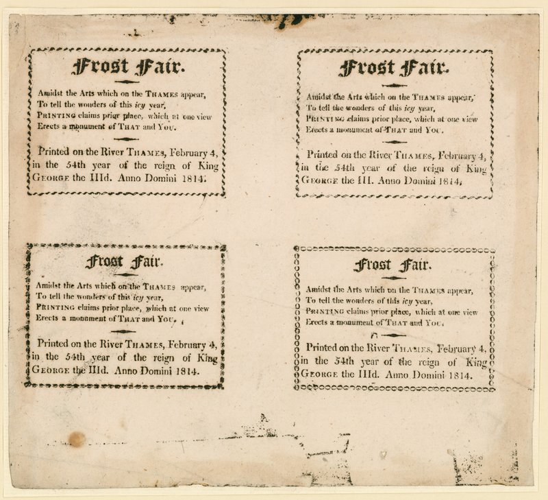 Jarmark mrozowy 1814 - pamiątki drukowane na lodzie autorstwa English School