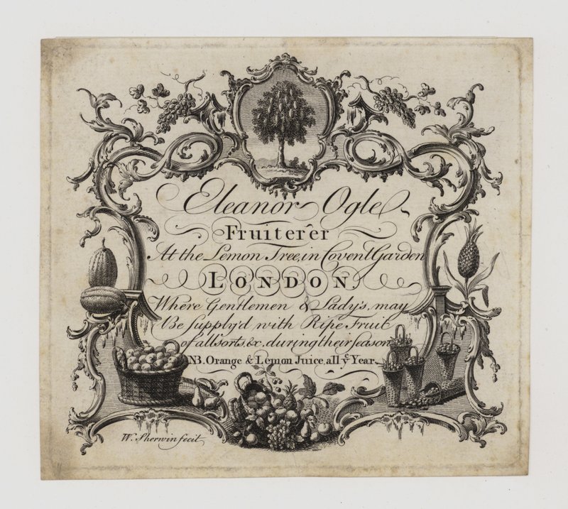 Fruiterer, Eleanor Ogle, karta handlowa autorstwa English School