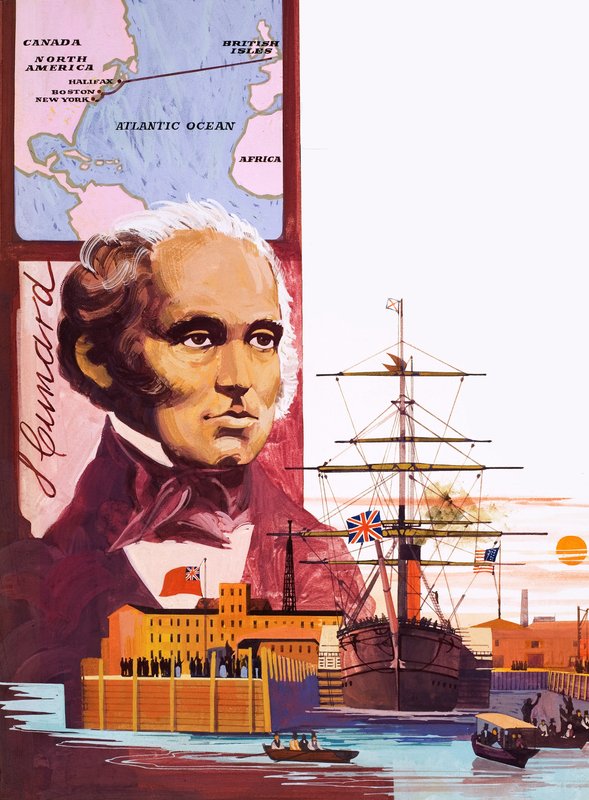 Pełną parą naprzód, pionier atlantyckich statków pasażerskich Samuel Cunard autorstwa English School