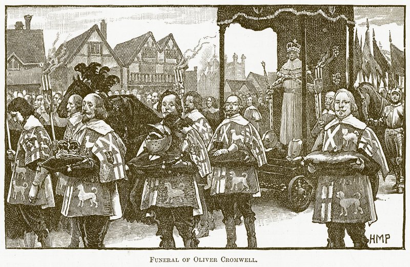 Pogrzeb Olivera Cromwella, ilustracja z The New Popular Educator, ok. 1891 autorstwa English School