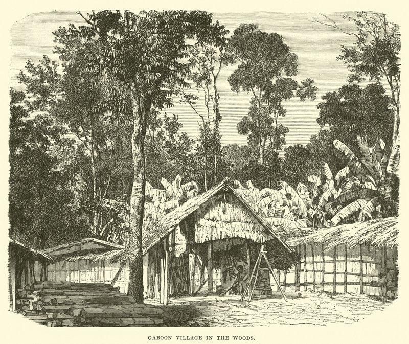 Gaboon Village w lesie autorstwa English School