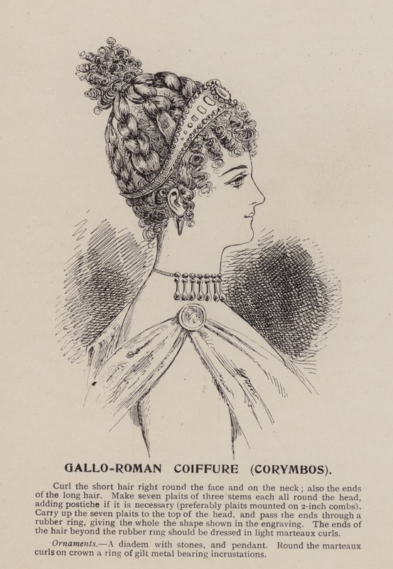 Fryzura galo-rzymska, Corymbos (rycina) autorstwa English School