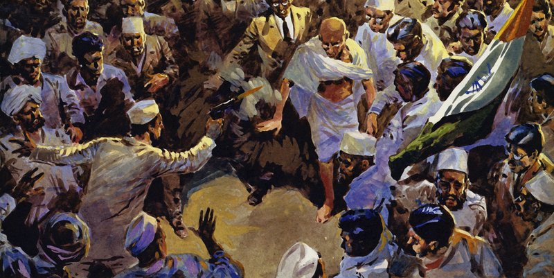 Gandhi został zamordowany w 1948 roku przez fanatycznego Hindusa autorstwa English School