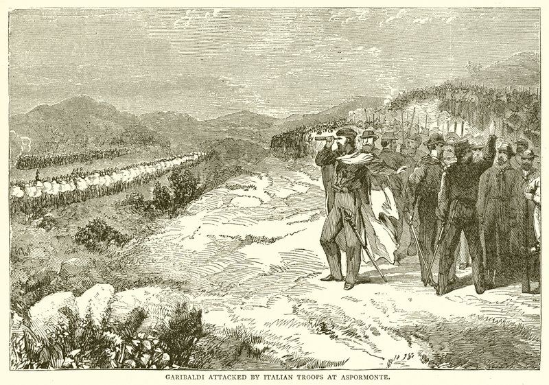 Garibaldi zaatakowany przez wojska włoskie w Aspormonte autorstwa English School