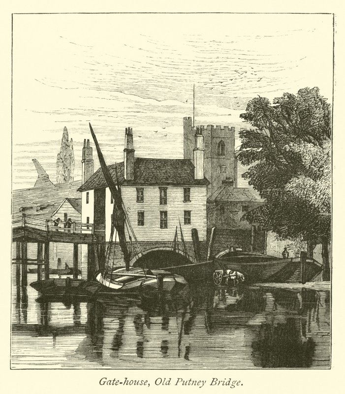 Brama-dom, stary most Putney autorstwa English School