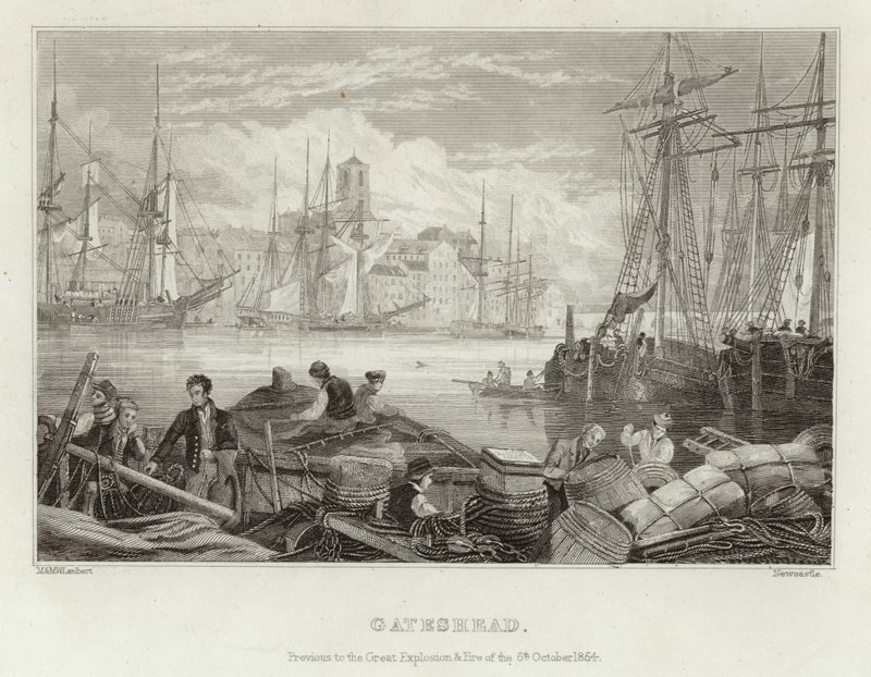 Gateshead przed wielką eksplozją i pożarem z 6 października 1854 r. autorstwa English School